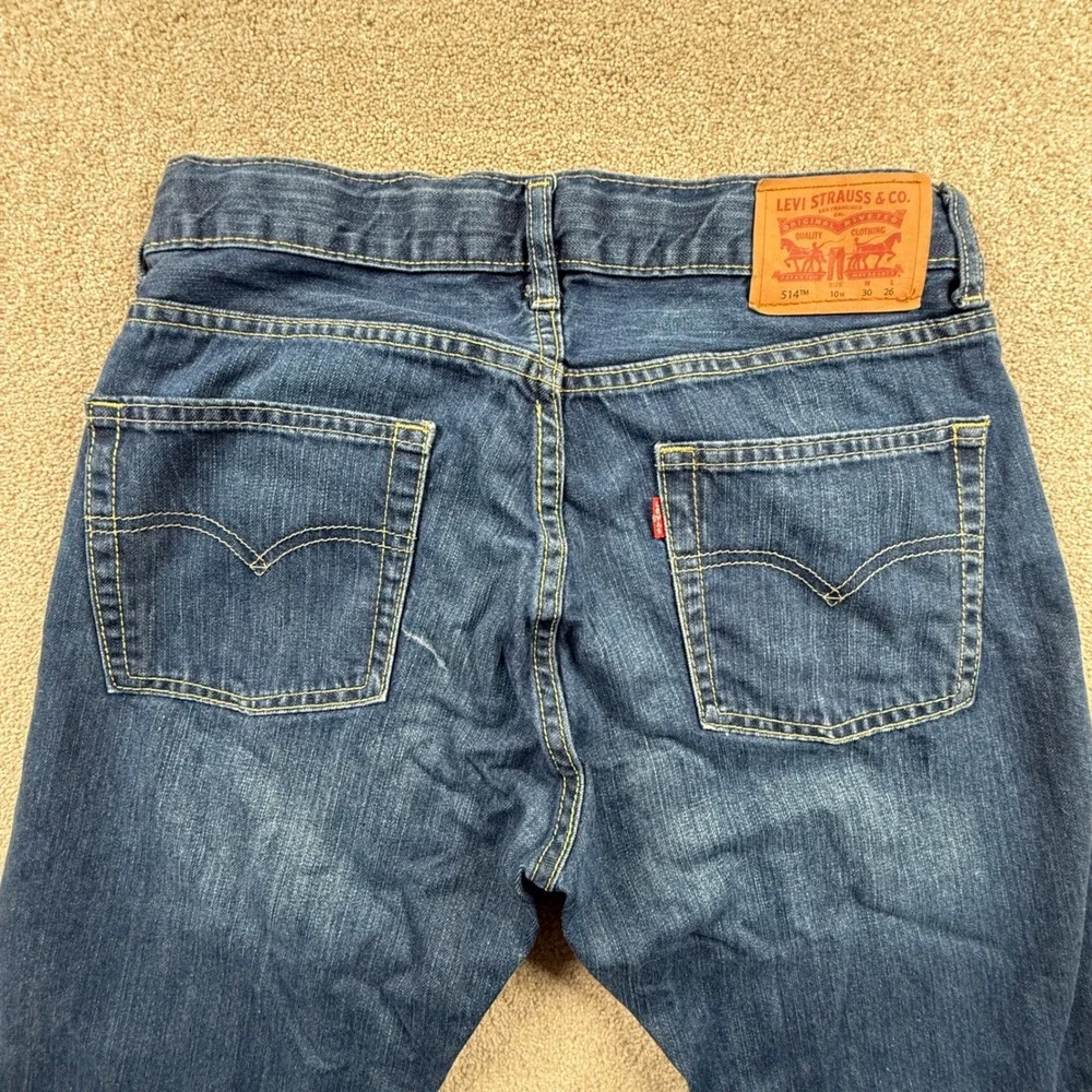Levis 514 Straight Leg Jeans Dark Wash Blue Denim Mens 30x26 (Actual 30x24.5)